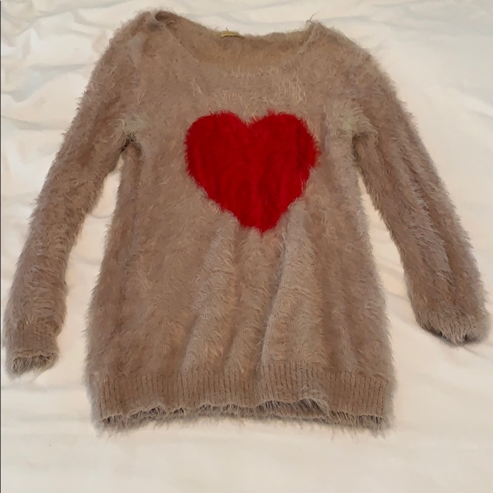 Fuzzy heart sweater